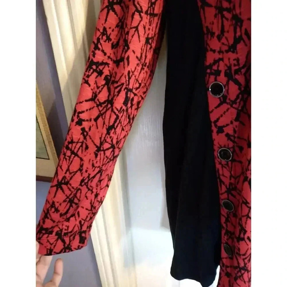 John Mark Cowl Neck Pullover Sweater Black Red Sz L Bust 44" Length 30" - Picture 4 of 10